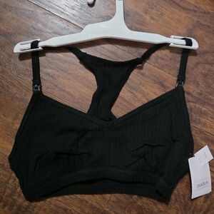 Auden Ribbed Racerback Nursing Bralette in Black